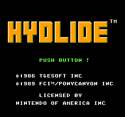 Hydlide (USA) Title Screen